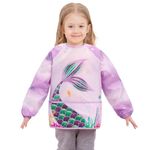 Mermaid Toddler Smock - Kids Art Smocks for Girls Ages 3-8 Mermaid Painting Artist Smocks Waterproof Toddler Smocks for Painting Eating Cooking Baking Gardening Apron with Long Sleeve and 3 Pockets