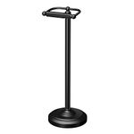 Gatco 1436MX, Freestanding Toilet Paper Holder, 22” H, Matte Black/Floor Standing Weighted Base Toilet Paper Holder Stand