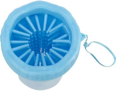 Trixie Portable Pet Paw Cleaner, Dog Foot Washing Cup : Gentle Silicone Bristles, Easy-to-Use, Keep Paws Clean and Healthy, Blue (M-L, 18 cm)