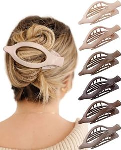 French Flat Hair Clips for Women - 6Pcs Flat Hair Claws for Thin Thick Hair Strong Hold No Slip Grip Hair Claw Clips for Women Girls (Polished(Neutral colors))