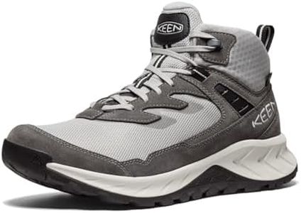 KEEN Men's Hightrail Mid Height Durable Lightweight Breathable Leather Waterproof Hiking Boots, Alloy/Vapor, 8