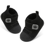 JOINFREE Baby Boys Boots for Winter Snow Baby Girls Indoor Shoes Non-Slip Toddlers Warm Booties for Inoor Outdoor Black 6-12 Month Infant