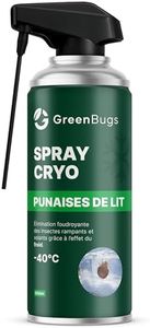 SPRAY CRYO ANTI PUNAISES DE LIT -40°C - 500ml - Élimine instantanément les Punaises de lit et les Oeufs - Applicateur de précision - Solution Naturelle Efficace sans Insecticide - GREENBUGS