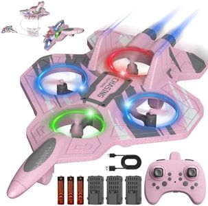 FUNPX Foam RC Airplane with Cool Led Light, 360° Flip and Headless Mode, Remote Control Airplane RC Plane for Kids Adults Aged 6+, RC Flying Toy for Kids, Birthday Gift - Pink