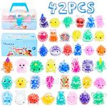 Nuseya Squishy Toys 42 Mochi Squishy Toys Soft Mini Squishies Animals Small Rewards for Party Favor Idea Party Bag Fillers with Box (No duplication)