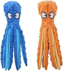 CPYOSN Dog Squeaky Toys Octopus - No Stuffing Crinkle Plush Dog Toys for Puppy Teething, Durable Interactive Dog Chew Toys for Small, Medium and Large Dogs Training and Reduce Boredom, 2 Pack