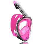 QingSong Full Face Snorkel Mask for Adults, Snorkeling Gear with Camera Mount, 180 Degree Panoramic View Snorkel Set Anti-Fog Anti-Leak