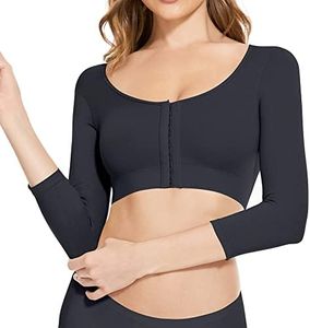 KSKshape Arm Shaper for Women Post Surgery Arm Lipo Compression Sleeves Front Closure Shapewear Bra Posture Corrector Tank Top,Black,2XL