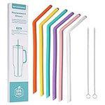 WK ieason Replacement Silicone Straws Reusable Bendy Drinking Starws Compatible with Stanley 20-40oz Tumblers and Other Brands with 2 Straw Brushes, Color Non Toxic Straws for Toddler and Kids