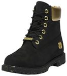 Timberland Womens 6Inch Premium Waterproof Boot, Black/Gold, 9