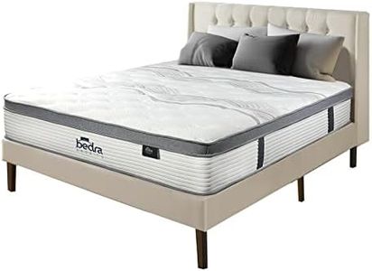 BEDRA BEDDING Latex Foam Mattress 34CM - Euro Top Mattress 9 Core Layer with Pocket Coils System for Luxurious Rest Pressure Relief, Queen Size, Ivory