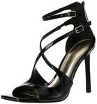 Guess Women's Sella Heeled Sandal, Black Patent, 5.5 UK