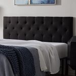 LUCID Mid-Rise Upholstered Headboard - Adjustable Height from 34” to 46” - Queen - Black