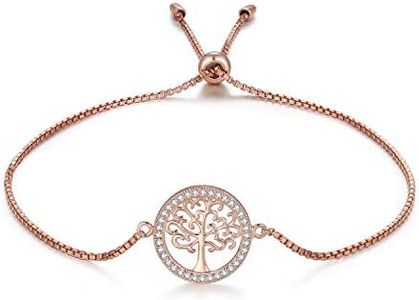 MEGA CREATIVE JEWELRY Pulseras Oro Rosa Árbol de la Vida para Mujer Regalo Madre Esposa Abuela Joyería Plata 925 con Cristales