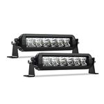 4WDKING LED Light Bar 8 inch 2PCS - 50W IP69K Waterproof Off-Road Combo LED Work Light Super Bright Truck Driving Fog Lamp on Front Bumper and Grille, Compatible for Ford F150 Polaris RZR JEEP Wrangler