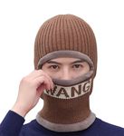 Topibaaz Monkey Cap with Nech Scarf for Men & Women Woolen Warm Stretchable Soft Fur Flip Flop Skull Beanies Balaclava Full Face Mask Protect | Wind Sun Dust Proof for Women & Girl| Freesize (Brown)