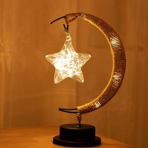 GUOCHENG Enchanted Lunar Lamp Moon Shaped Table Lamps, LED Crescent Night Light Magic Hanging Moon Lamp Decor, Home Bedroom Bedside Desktop Nightstand Decorative Gift, USB Power(Star)