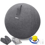 Exercise Ball Chair with Fabric Cover, 65CM Pilates Yoga Ball Chair for Home Office Desk, Pregnancy Ball & Balance Ball Seat to Relieve Back Pain, Improve Posture, Birthing Ball for Pregnancy