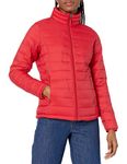 Amazon Essentials Women's Lightweight Long-Sleeved, Water-Resistant, Packable Puffer Jacket (Available in Plus Size), Red, M