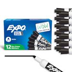 Expo Low Odor Bullet Tip Dry Erase Markers, 12 Black Markers (82001)