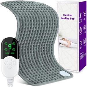 Manta Electrica Lumbar Espalda y Cuello 30x60 cm, Esterilla Electrica con 9 Niveles de Temperatura 4 Temporizadores, Almohadilla Eléctrica Manta Termica Electrica Apagado Automático, Lavable a Máquina