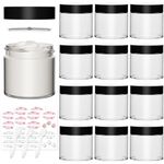 Yishik 4 oz Clear Glass Jars with Lids,12 Pack Empty Round Cosmetic Jars Small Glass Containers with Inner Liners and Black Lids,120ml Refillable Cream Jars for Lotion,Makeup,Beauty Products