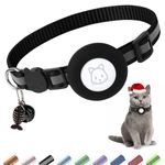 Airtag Cat Collar, Air tag Cat Collar with Bell and Safety Buckle in 3/8" Width, Reflective Collar with Waterproof Airtag Holder Compatible with Apple Airtag for Cat Dog Kitten Puppy