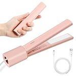 Mini Hair Straightener Travel Size,Small Ceramic Flat Iron for Bangs Hairs,Portable Hair Straightener and Curler 2 in 1, Heat Fast and Work Safely with Type C Cable, Gift for Girls