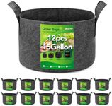 Delxo 12-Pack 15 Gallon Heavy Duty Aeration Fabric Pots Thickened Nonwoven Plant Grow Bags Grey