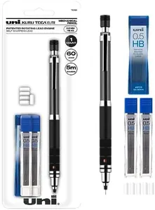 uni-ball Kuru Toga Elite Mechanical Pencil Starter Kit with Gun Metal Barrel and 0.5mm Pencil Tip, 60 Lead Refills, and 5 Pencil Eraser Refills, HB #2