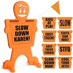 GoSports Slow Down Man! Street Safety Sign - 3 ft High Visibility Kids at Play Signage for Neighborhoods with 9 Decal Options and Flag