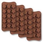 homEdge 15-Cavity Star Shaped Chocolate Mold, Set of 4PCS Non Stick Food Grade Silicone Mold for Candy Chocolate Jelly, Ice Cube