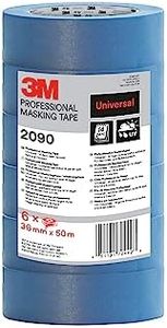 3M Ruban de masquage 2090 Multi-surfaces, adhesivité moyenne, resiste aux UV, intérieur & extérieur pack en tour de 6 rlx, 36 mm x 50 m
