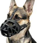 SR VISION Durable Plastic Dog Mouth Cover Muzzle I Bite Guard with Adjustable Handy Strap Basket Muzzle Ideal for Dog and Puppies - Black (X-Large)