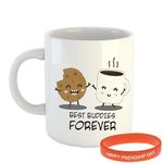 YaaNaa - Friendship Day Printed Ceramic Coffee Mug with 1 Friendship Band, Best Buddies Forever, Gifts for Bestie, Girls, Best Friends, R6255