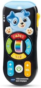 VTech - Télécommande Lumi-Magique, Télécommande TV Bébé qui Change de Couleur, Jouet Musical et Éducatif, Effets Lumineux, Cadeau Bébé Dès 9 Mois - Contenu en Français, Noir