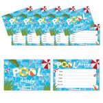 20PCS Pool Party Invitation Cards, Summer Birthday party Invitations for Boys or Girls, Pool Birthday Party Supplies