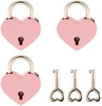 3 Pcs Small Metal Heart Shaped Padlock Mini Lock with Key for Jewelry Storage Box Diary BookPink