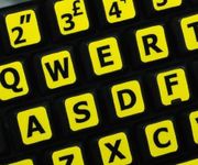 Qwerty Keys English UK Large Lettering (Upper Case) Non-Transparent YELLOW Keyboard Stickers With BLACK Letters - Suitable for ANY Keyboard