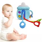 Kidology Silicone Montessori Sensory&Fine Motor Skills Toy For Babies-Cute Bottle Shape With Rattles,Perfect For Toddlers 6+ Months- Ideal Birthday,Travel,&Teething Toy For Boys&Girls,Blue