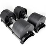 BRAINGAIN 32kg Adjustable Dumbbell Set Pair, Space Saving Weights Set, Smart Precision Technology, Non-Slip Secure Grip, Compact Design for Home Gym (2kg/4kg Increments, With or Without Stand)