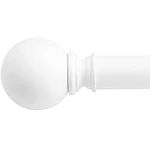 NICETOWN Adjustable Window Curtain Rod, 1-1/8-Inch Diameter Single Curtain Rod with Ball Finials for Kitchen/Cafe, 28-48" Length, Matte White