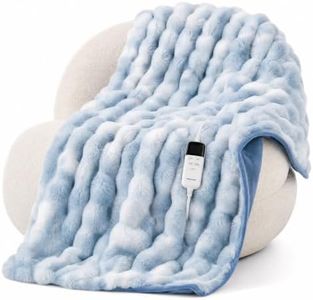 Warmrest Heated Blanket Faux Rabbit Fur Electric Warm 90"x100" Light Blue