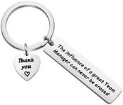 LQRI Team Manager Gift Team Coach Gift Coach Keychain The Influence of a Great Team Manager Can Never Be Erased Team Leader Jewelry Basketball Soccer Baseball Tennis Coach Gift (sliver)