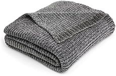 Demdaco Soft Chenille Charcoal Grey 60 x 53 Polyester Fiber Throw Blanket, Bedding