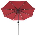 MASTERCANOPY Patio Umbrella with 32 Solar LED Lights for Outdoor Market Table -8 Ribs(9ft,Burgundy)