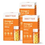 BBETTER Omega 3 Fish Oil Capsules For Heart, Joints & Brain Health, Fish Oil Omega 3 capsule 1000mg for Women & Men 180 mg EPA 120 mg DHA - 180 Softgels