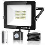 Totofac Motion Sensor Outdoor Security Light, 50W LED Floodlights with PIR Sensor, IP66 Waterproof Motion Sensor Outdoor Wall Light for Garden, Backyard, Garage, Doorways,6000K Daylight White