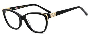 FERAVIA Square Unique Glasses Frame for Women Non Prescription Eyeglasses Women Elegant Acetate Black Eyeglasses Frames with Shiny Rhinestone