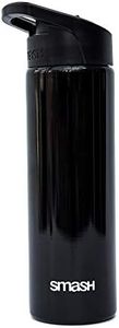 Smash Stainless Steel Drink Bottle with Flip Top Lid and Straw - Black 750ml